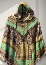 Load image into Gallery viewer, Tassle Boho Hoodie Poncho [Natural/Mint]
