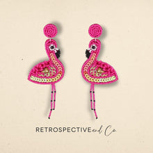 Load image into Gallery viewer, Beaded Flamingo Dangle earrings [Pink]
