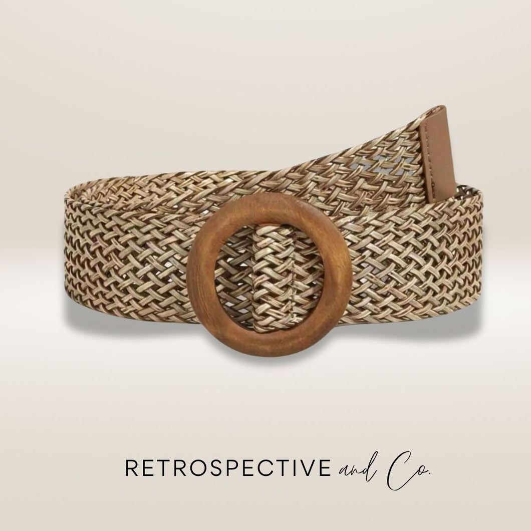 Woven straw belt [Natural]