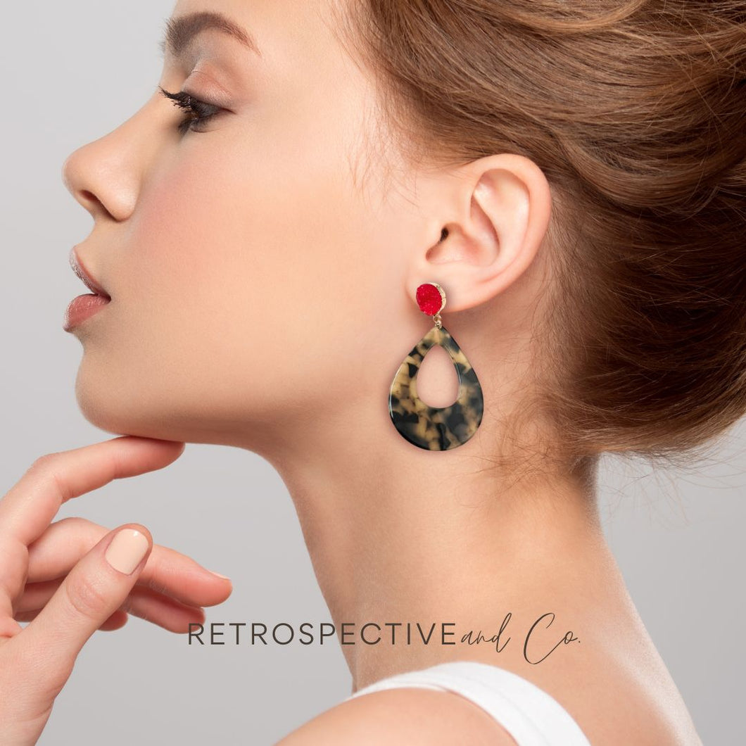 Leopard Tear drop Earrings [Natural]