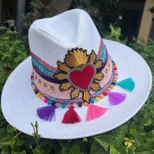 Load image into Gallery viewer, Sacred Heart Rainbow Panama Hat [white]
