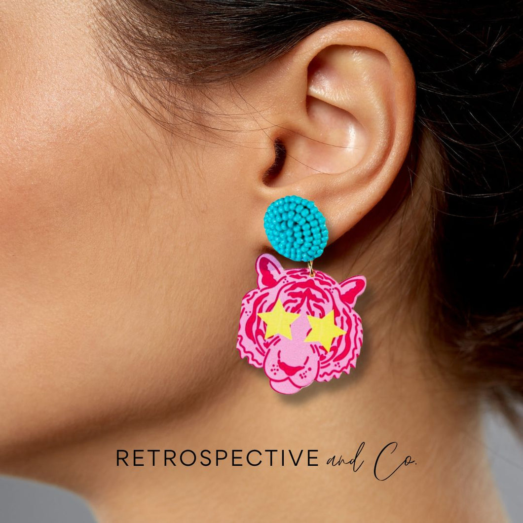 Jungle Tiger Drop earrings [Pink]