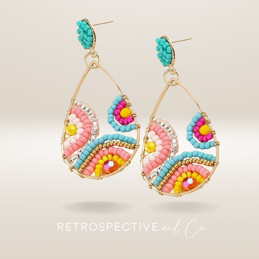 Rainbow teardrop Beaded earrings [multi]