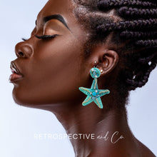 Load image into Gallery viewer, Starfish Fiesta Beaded Drop earrings [turq]
