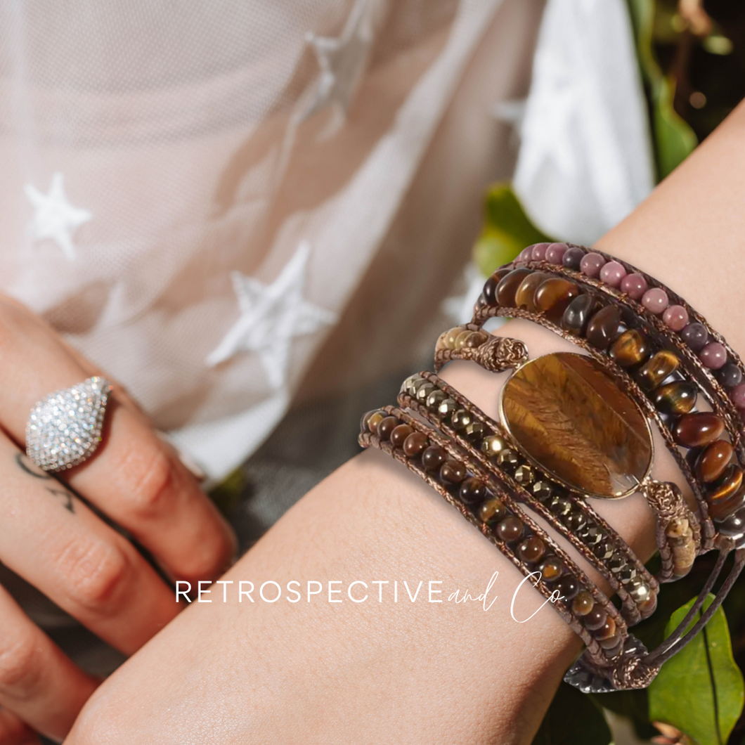 Eye of the Tiger wrap gemstone bracelet