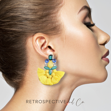 Load image into Gallery viewer, Rio Bejewelled festival tassel earrings [yellow]
