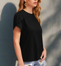 Load image into Gallery viewer, Amber Petal Sleeve Tee [Black]
