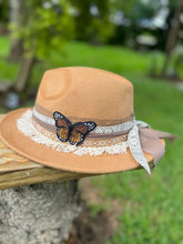 Load image into Gallery viewer, Shamwari Butterfly Leoprd Fedora Hat [sand] Narrow Brim
