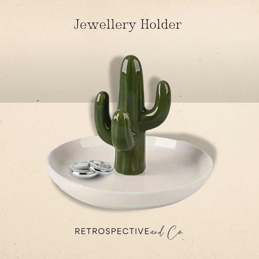 Cactus Jewellery Ring Holder [White/Green]